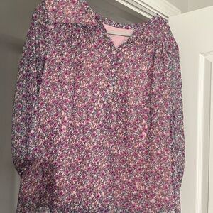 St. John's Bay Pink and Purple Smocked Sailor Collar Blouse